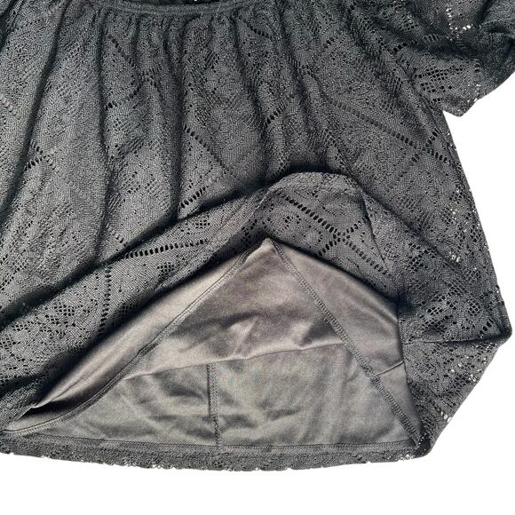 Charlotte Russe Off Shoulder Top Women's Small Black Lace Prairie Whimsygoth SEE - Picture 3 of 8